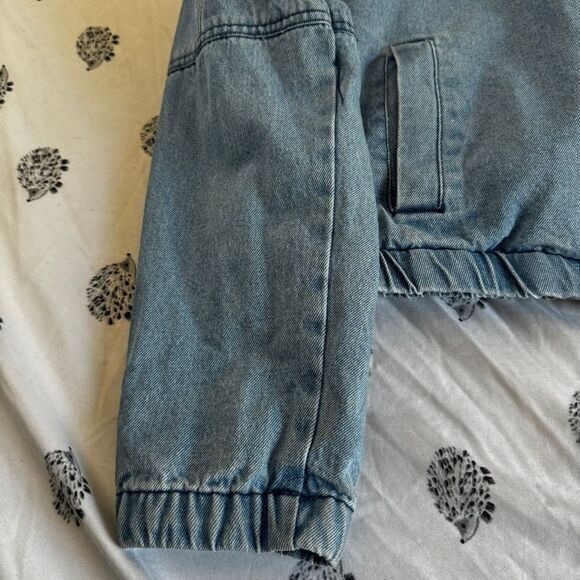 Ashley-Vintage-Charm Jean Jacket, faux lined, bomber length, with‎ hood size M - Picture 3 of 12